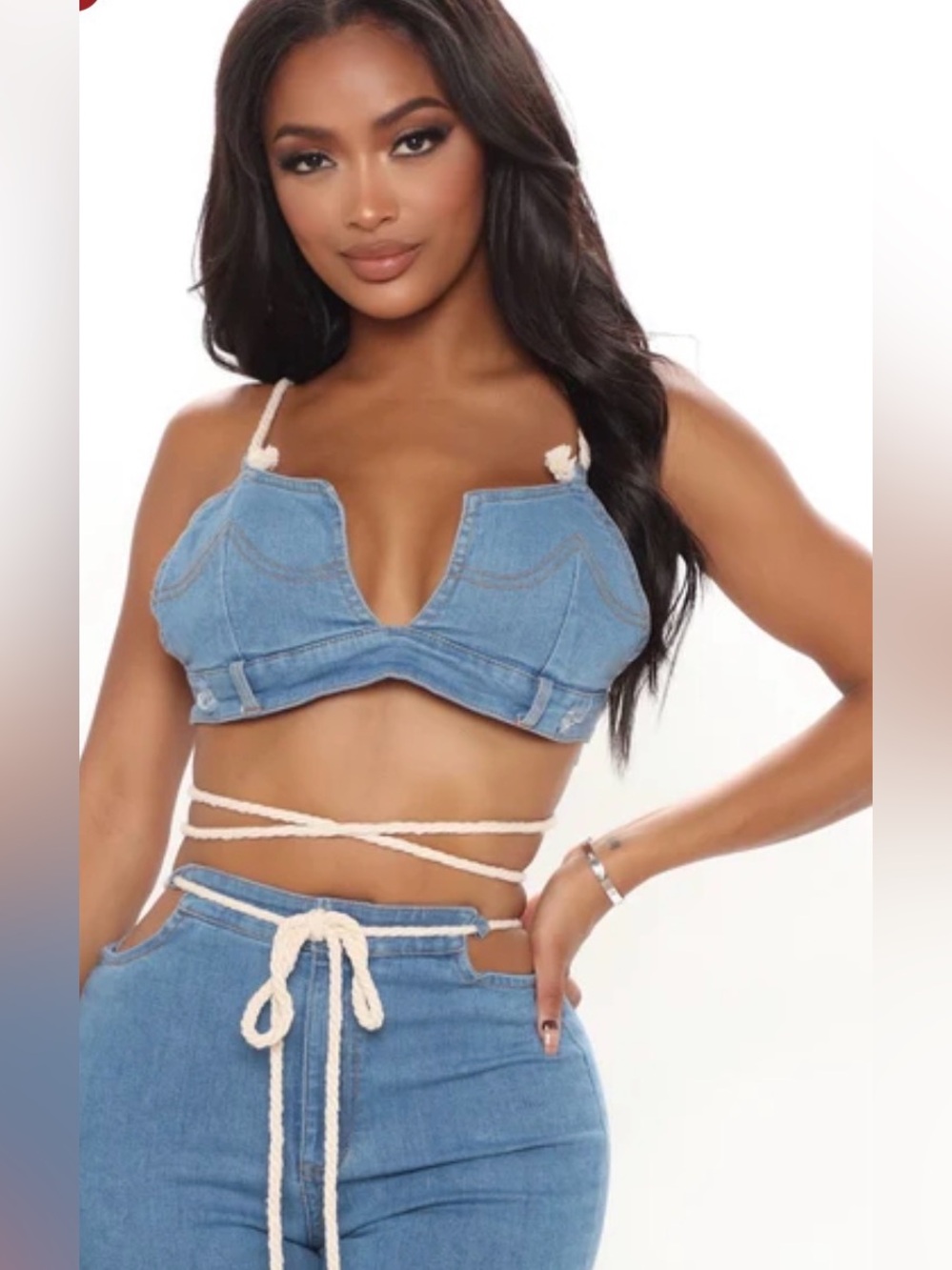 Athina Blue Denim Two-Piece Set NWT - Picture 2 of 16